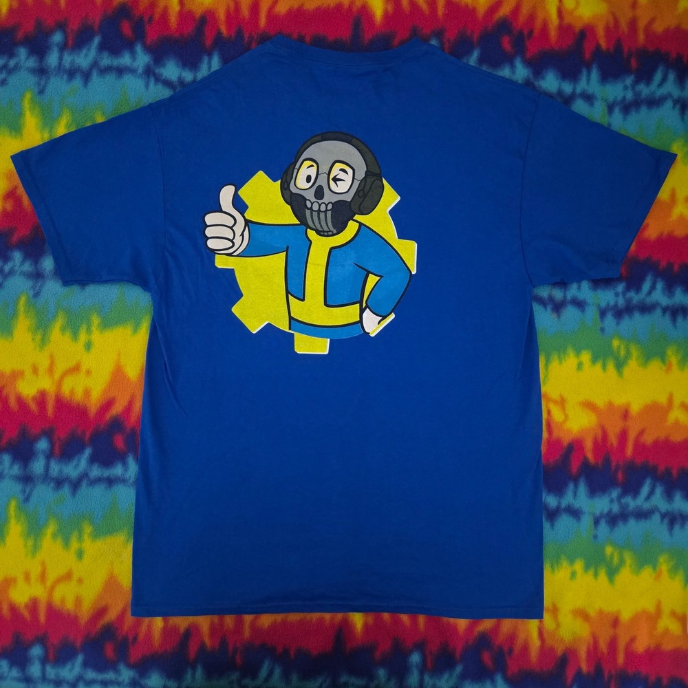 Call of Duty x Fallout Ghost Vault Boy Blue Graphic T-Shirt Mens Large